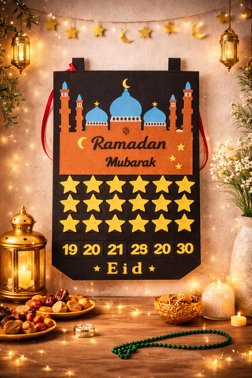 Calendrier Ramadan Enfants en feutrine – Décoration festive pour l’Aïd