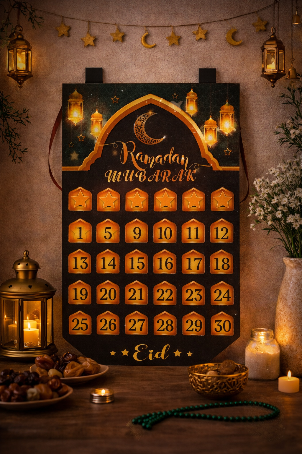 Calendrier Ramadan Enfants en feutrine – Décoration festive pour l’Aïd