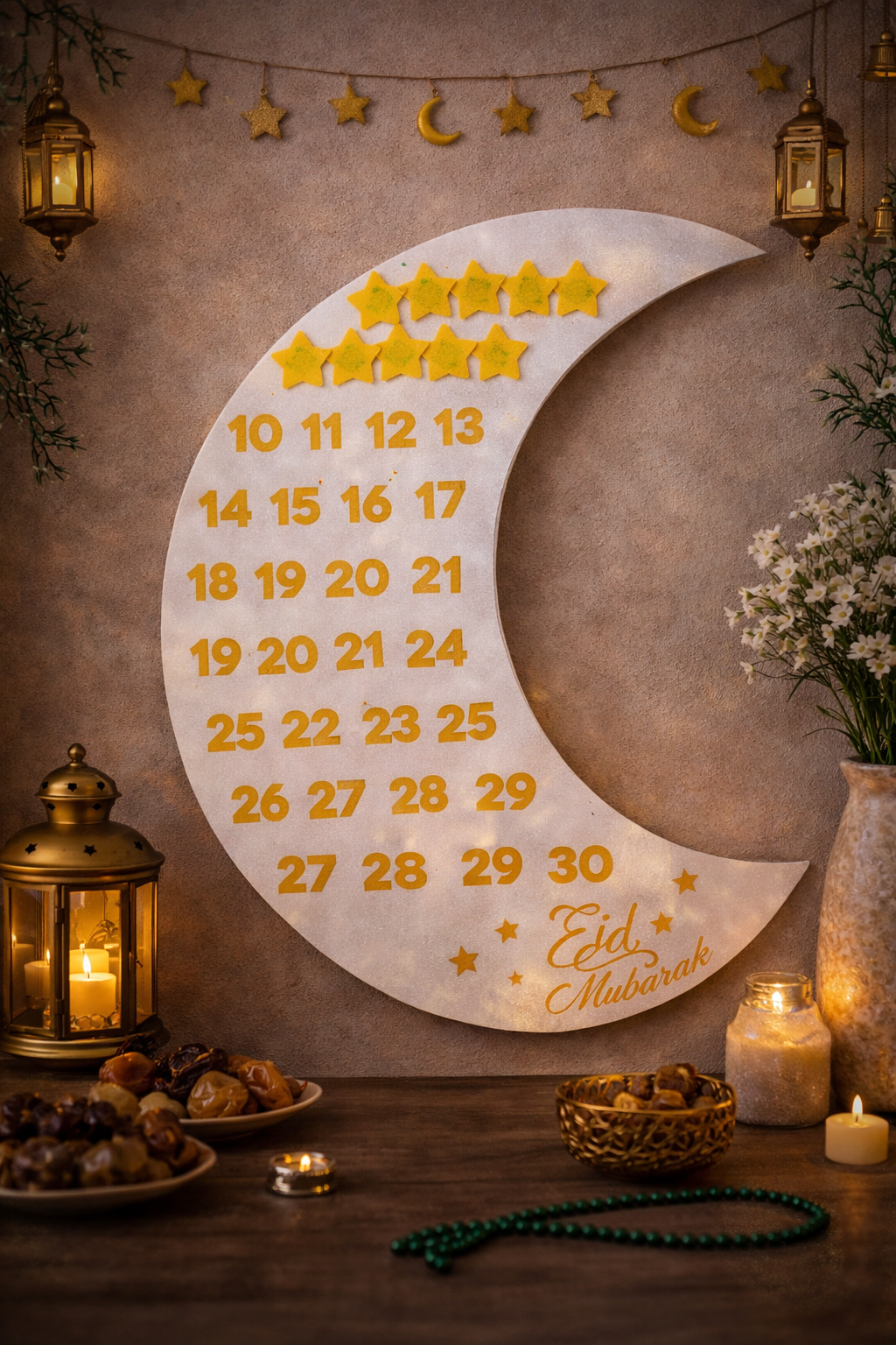 Calendrier Ramadan Enfants en feutrine – Décoration festive pour l’Aïd