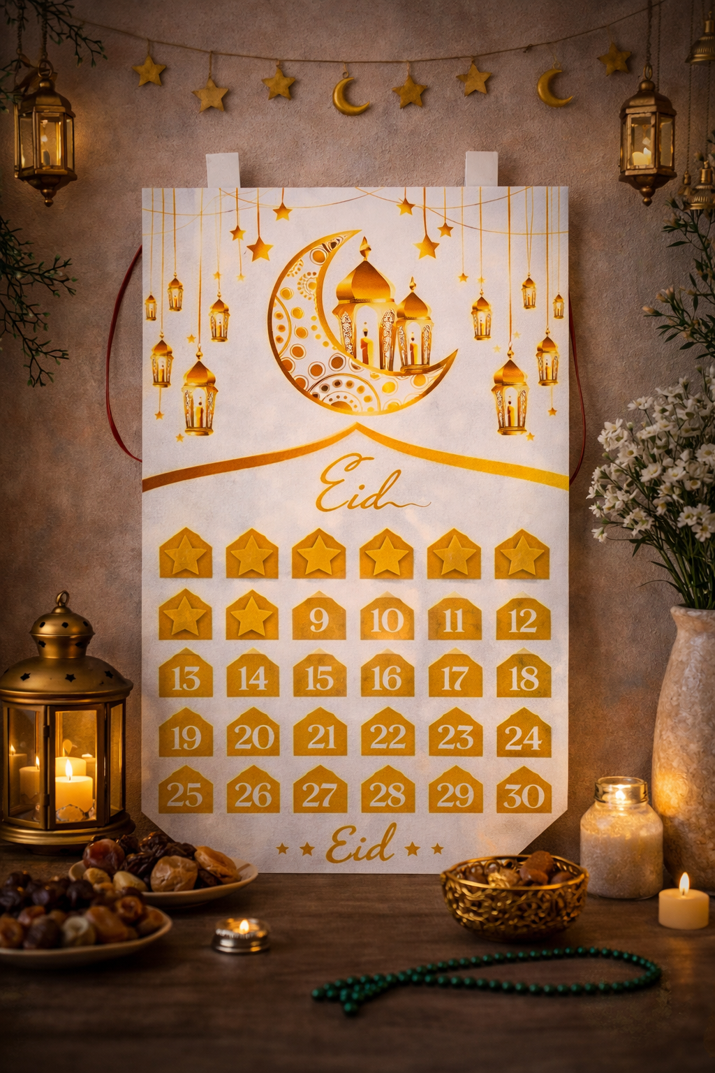 Calendrier Ramadan Enfants en feutrine – Décoration festive pour l’Aïd