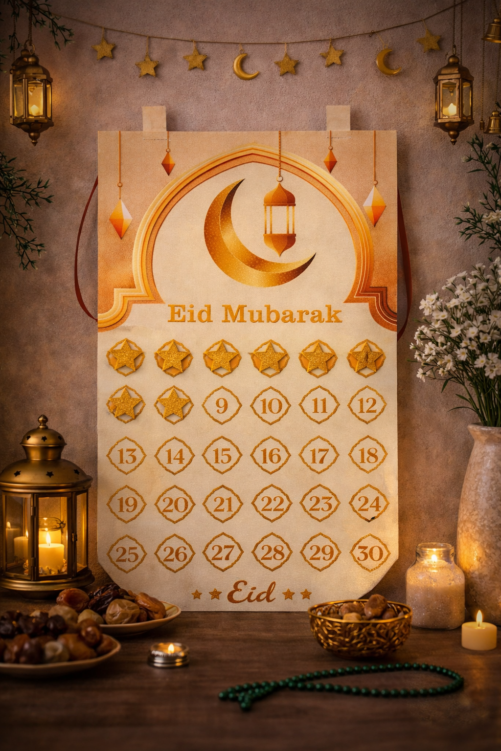 Calendrier Ramadan Enfants en feutrine – Décoration festive pour l’Aïd