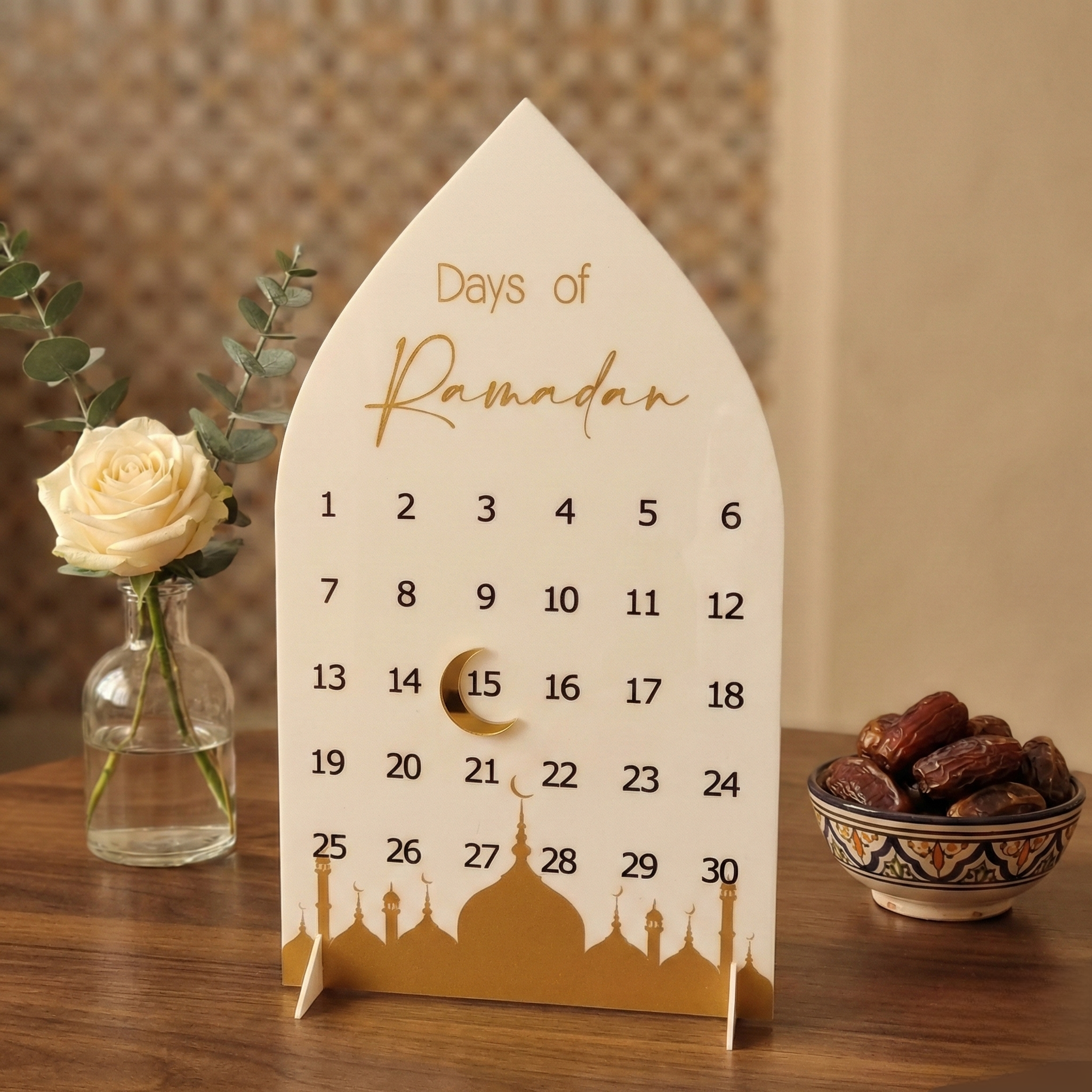 Calendrier décoratif du Ramadan – Support en acrylique – Maison & Bureau