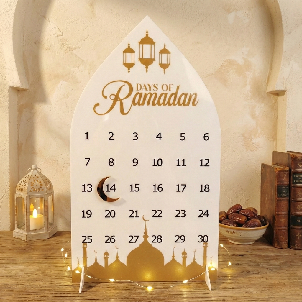 Calendrier décoratif du Ramadan – Support en acrylique – Maison & Bureau