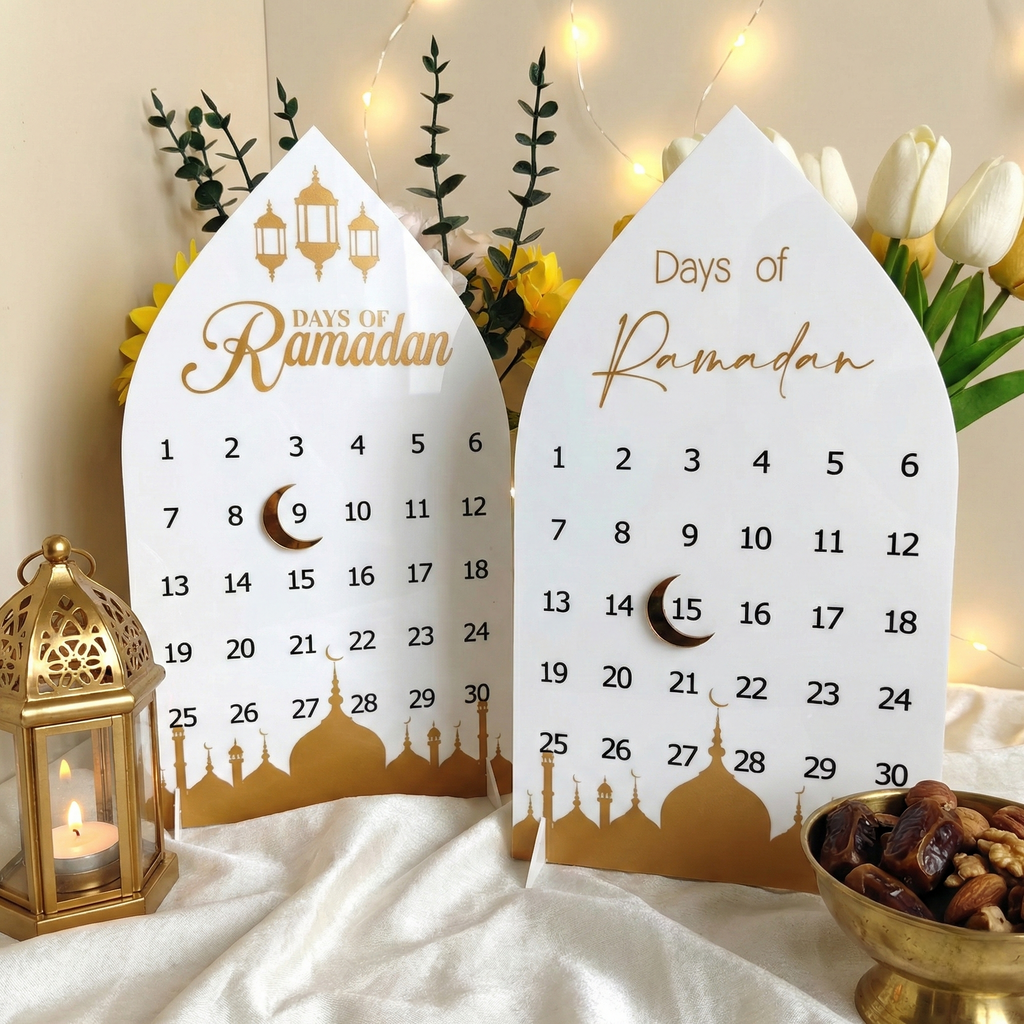 Calendrier décoratif du Ramadan – Support en acrylique – Maison & Bureau